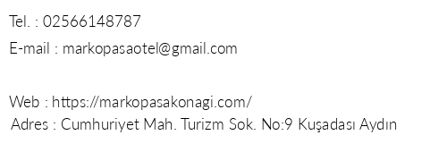 Marko Paa Kona & Oteli telefon numaralar, faks, e-mail, posta adresi ve iletiim bilgileri